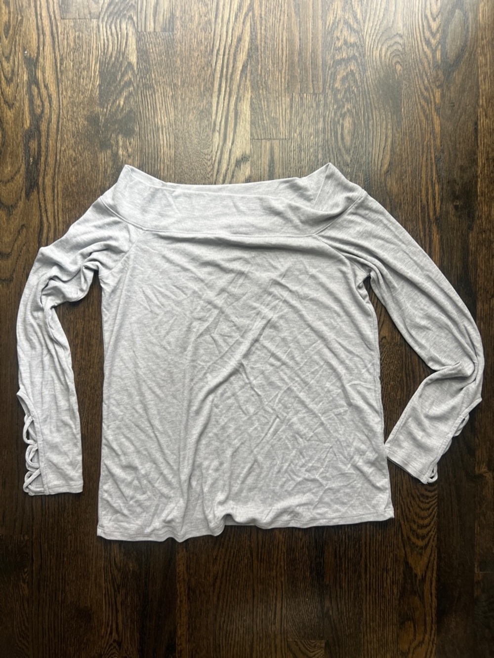 Splendid Off-Shoulder Long Sleeve Women’s Top - Light Heather Gray Grey | Medium